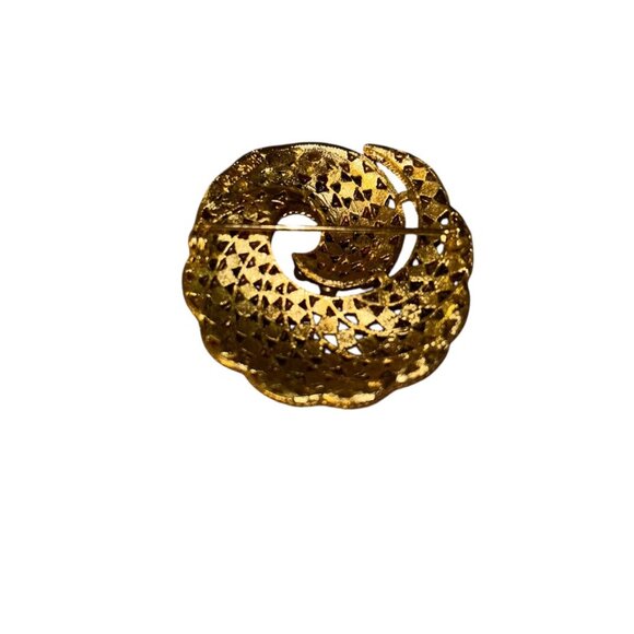 Usner vintage signed gold tone pearl swirl pin brooch - Picture 2 of 4